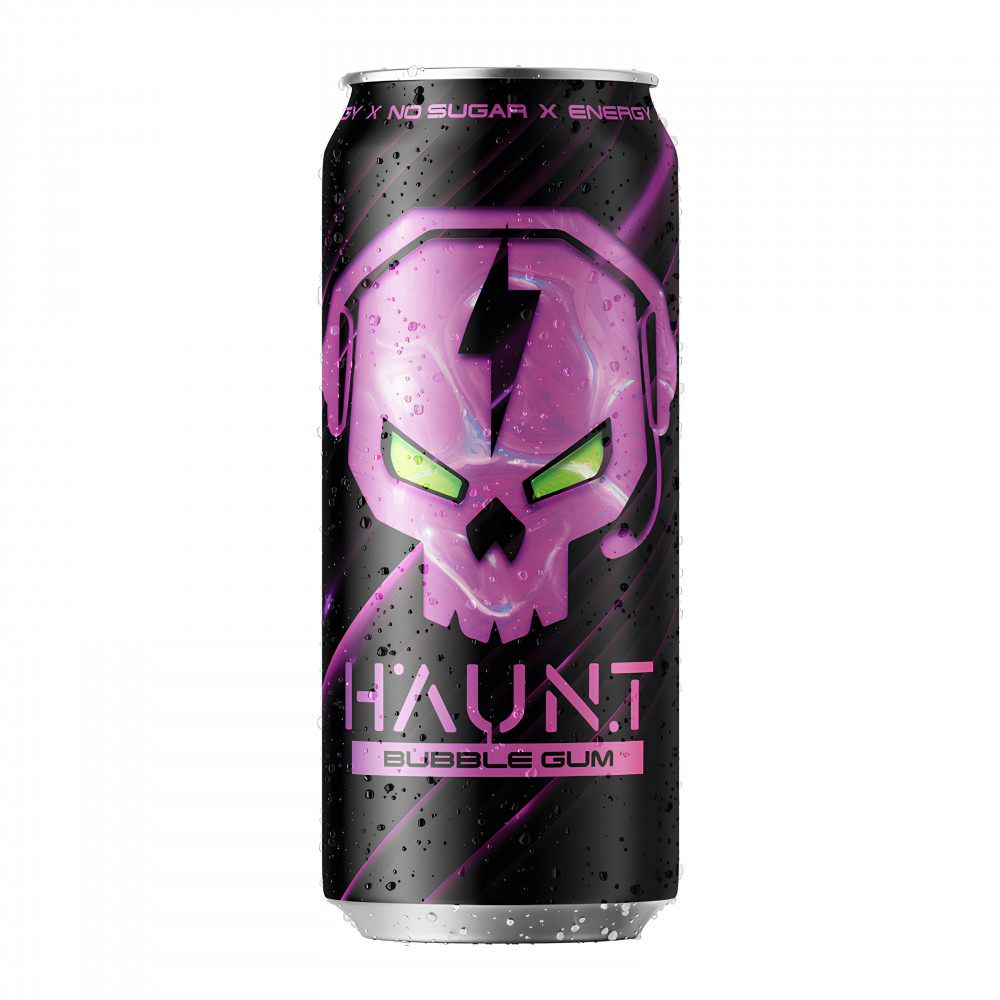 Энергетический напиток без сахара Fitness Food Factory HAUNT, 500 мл, Бабл-гам