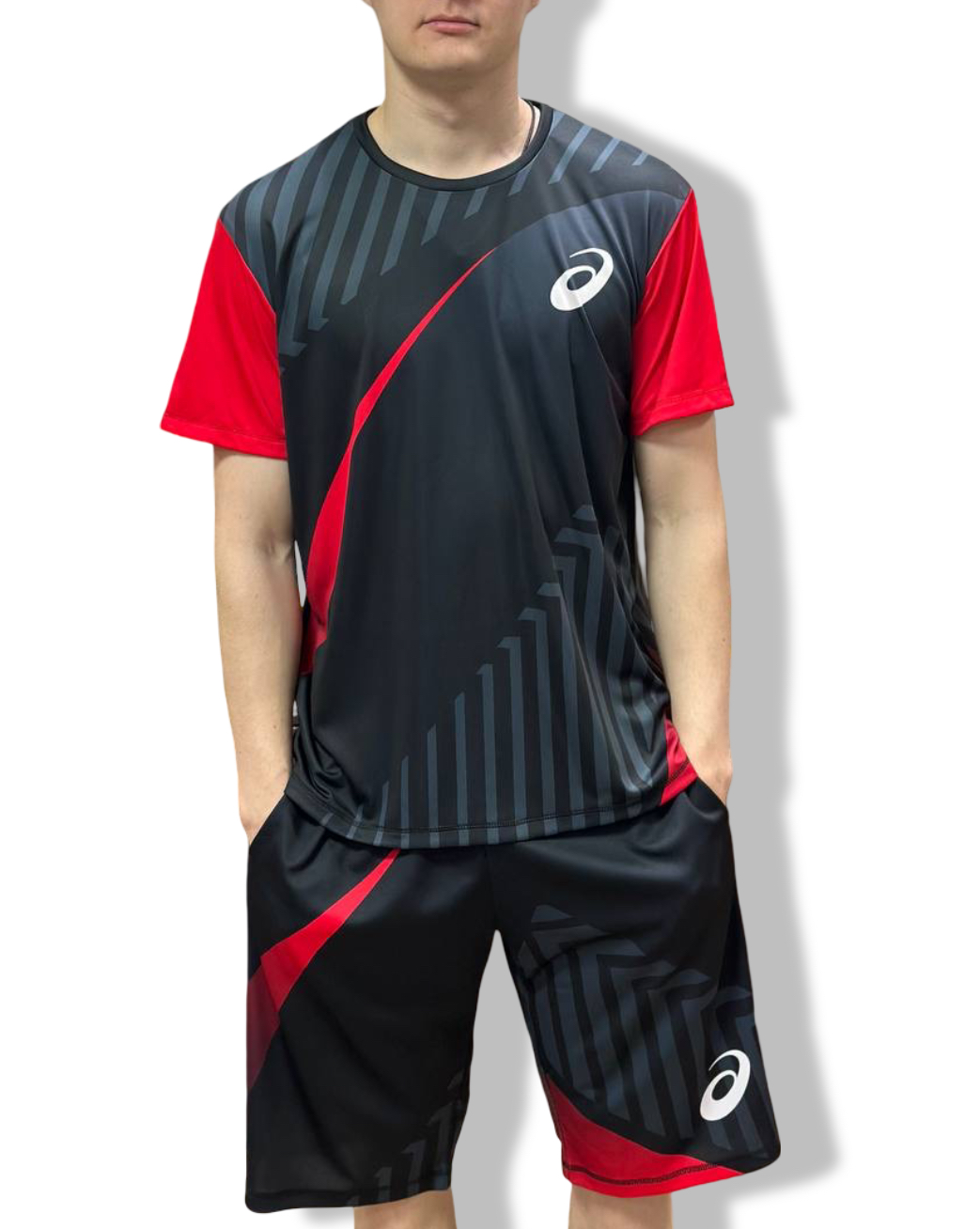 Костюм Asics Ш/Ф эластик (серый с красным)
